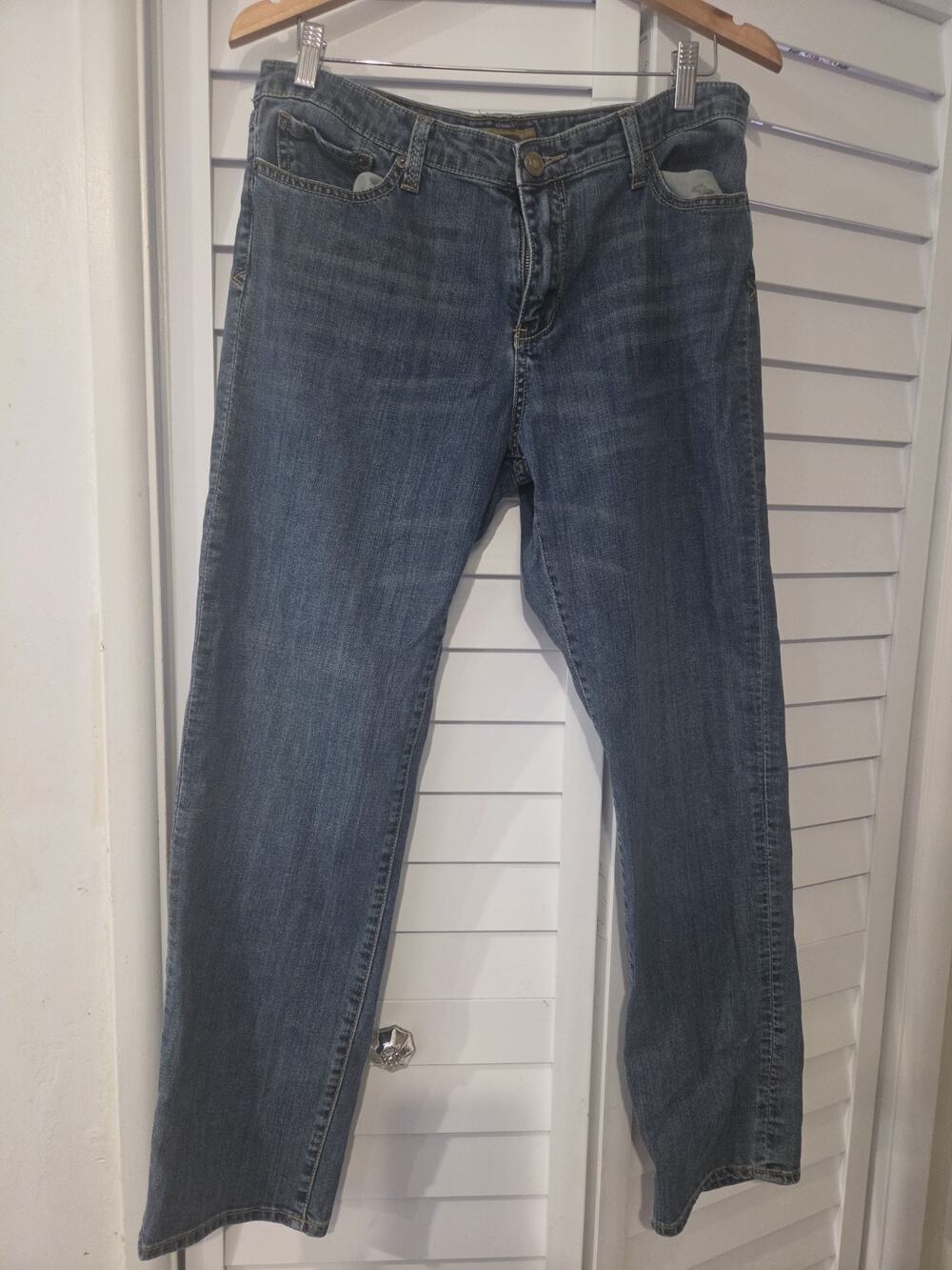 Seven7 Premium Denim Women's Straight Leg Jeans Blue Medium Wash Stretch Sz 12
